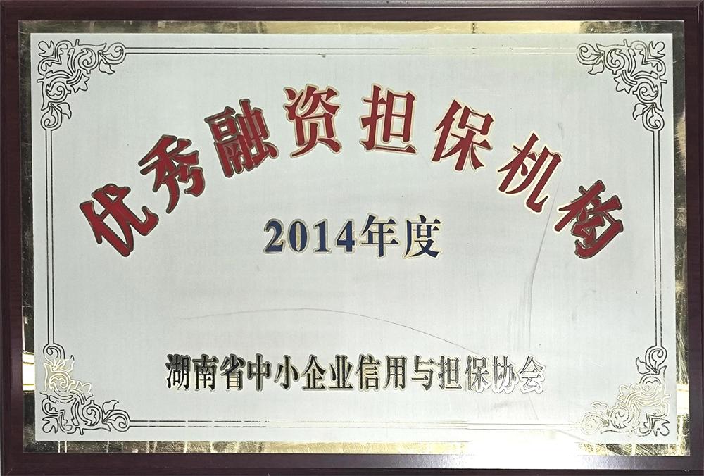 2014年度优秀融资担保机构